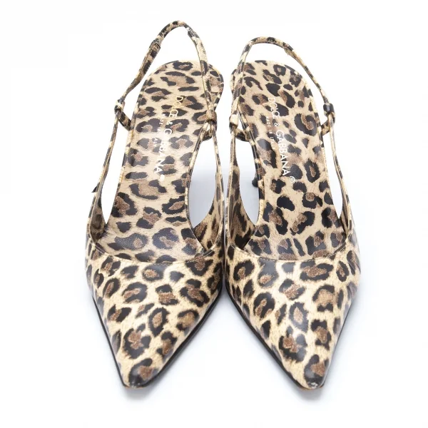 ドルチェ&ガッバーナDOLCE&GABBANA レオパードポインテッドトゥパンプス クリーム黒37(24位) K-121969_002