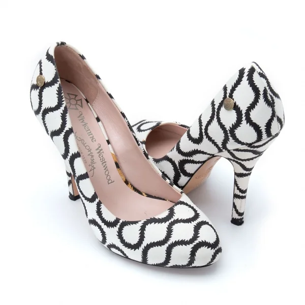 ヴィヴィアンウエストウッド アングロマニアVivienne Westwood ANGLOMANIA スクイグルプリントハイヒール 白黒36(23位) K-121970_001