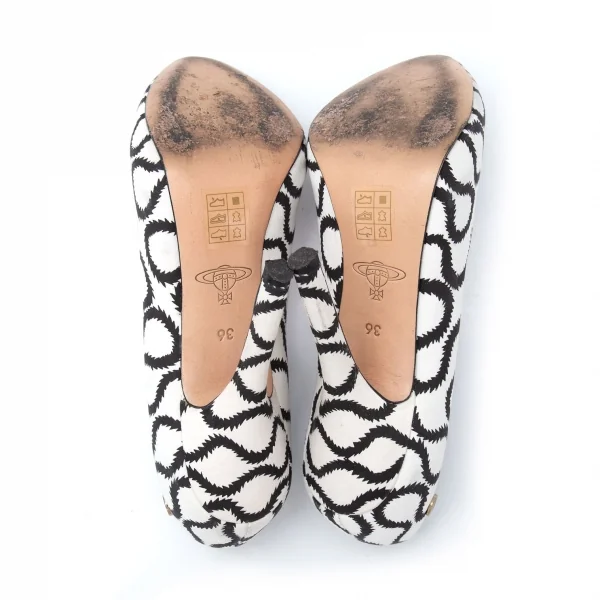 ヴィヴィアンウエストウッド アングロマニアVivienne Westwood ANGLOMANIA スクイグルプリントハイヒール 白黒36(23位) K-121970_015