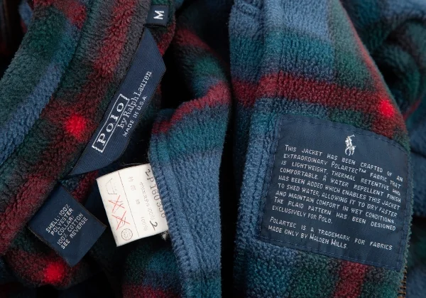ポロラルフローレンPOLO RALPH LAUREN チェックフリースジップアップジャケット 水色赤M K-121983_014