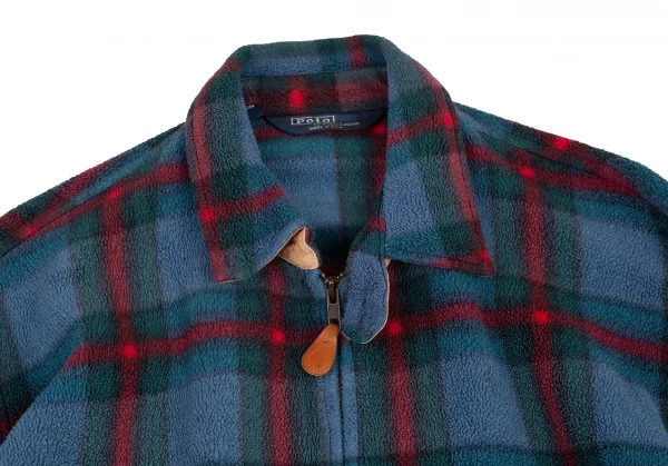 ポロラルフローレンPOLO RALPH LAUREN チェックフリースジップアップジャケット 水色赤M K-121983_002
