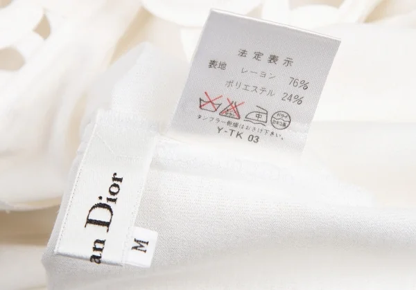 クリスチャンディオールChristian Dior ネックデザインシースルー半袖トップス オフM K-121985_013
