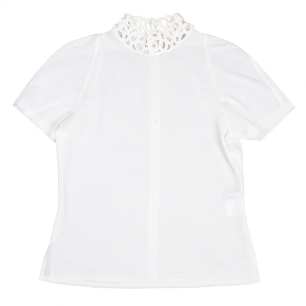 クリスチャンディオールChristian Dior ネックデザインシースルー半袖トップス オフM K-121985_002