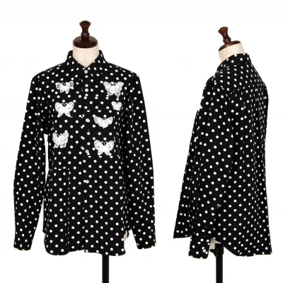 COMME des GARCONS Butterfly Embroidery Dot Long Sleeve Shirt