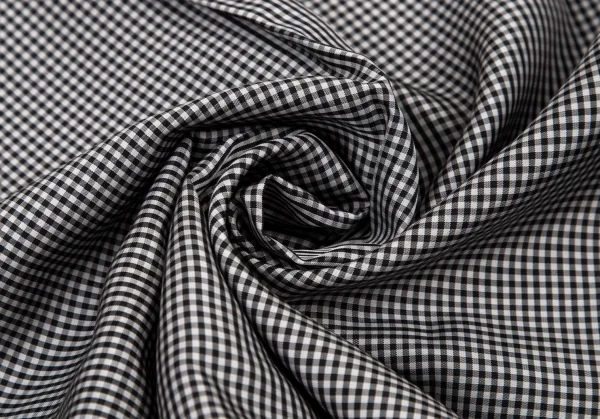 ローブドシャンブル コムデギャルソンrobe de chambre COMME des GARCONSギンガムチェックキュプラ丸襟シャツ 黒 グレーM K-122059_013