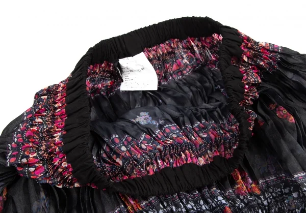 トリココムデギャルソンtricot COMME des GARCONS フローラルプリントポリシワプリーツスカート 黒マルチM位 K-122066_004