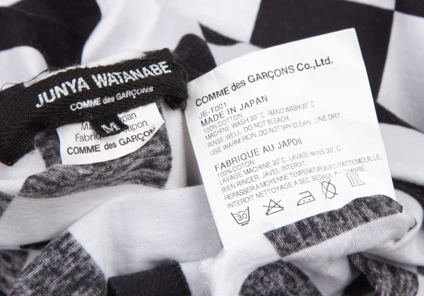 ジュンヤワタナベマン コムデギャルソンJUNYA WATANABE MAN COMME des GARCONSブロックチェック切替Tシャツ 白黒M K-122074_009