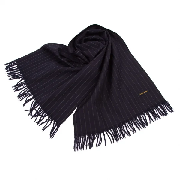 コムデギャルソンCOMME des GARCONS ストライプフリンジストール 紺 K-122075_001
