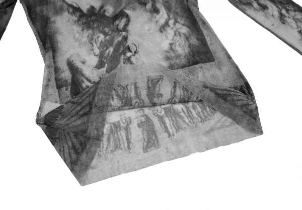 ジャンポールゴルチエ ファムJean Paul GAULTIER FEMME マリアプリントタートルネックパワーネットカットソー グレー40 K-122079_011