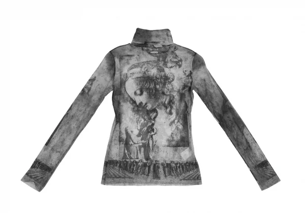 ジャンポールゴルチエ ファムJean Paul GAULTIER FEMME マリアプリントタートルネックパワーネットカットソー グレー40 K-122079_012