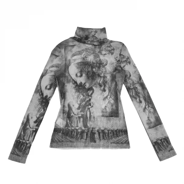 ジャンポールゴルチエ ファムJean Paul GAULTIER FEMME マリアプリントタートルネックパワーネットカットソー グレー40 K-122079_002