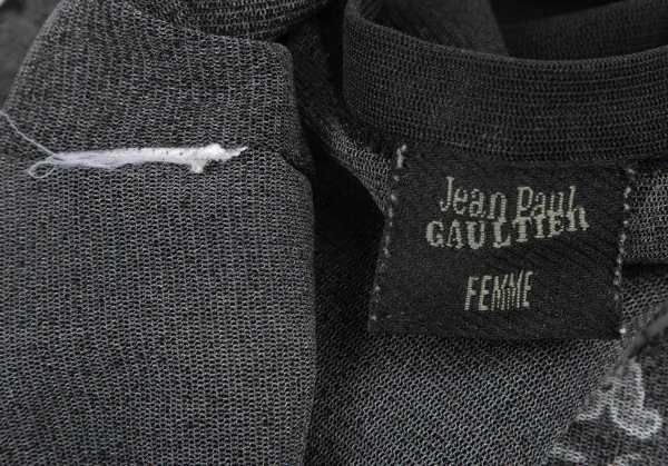 ジャンポールゴルチエ ファムJean Paul GAULTIER FEMME ロゴプリントパッチパワーネットカーディガン 黒M位 K-122080_020
