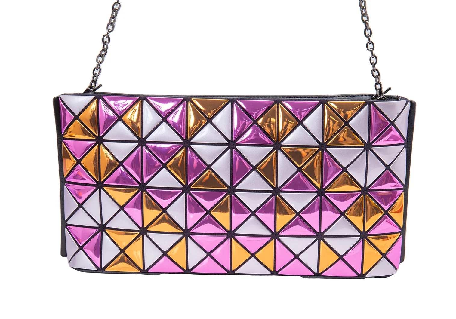 BAO BAO ISSEY MIYAKE Gusseted Metallic Chain Bag Bronze