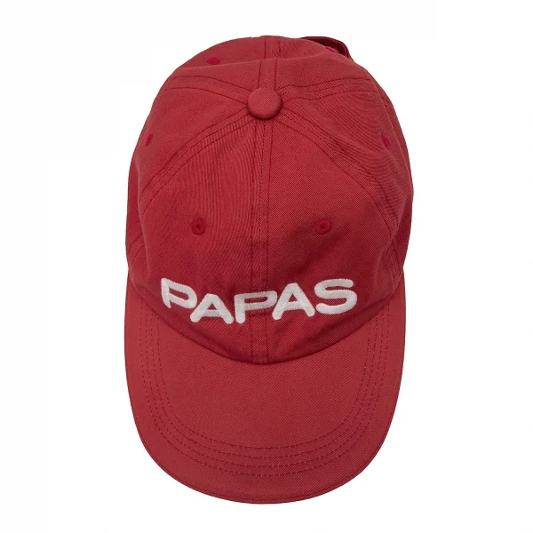 パパスプラスPapas+ ロゴ刺繍コットンツイルキャップ 赤 K-122198_010