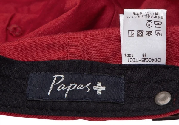 パパスプラスPapas+ ロゴ刺繍コットンツイルキャップ 赤 K-122198_015