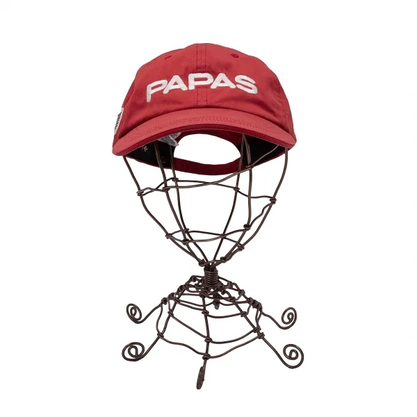 パパスプラスPapas+ ロゴ刺繍コットンツイルキャップ 赤 K-122198_002