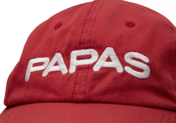 パパスプラスPapas+ ロゴ刺繍コットンツイルキャップ 赤 K-122198_006