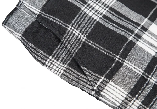 ビームスボーイBEAMS BOY フレンチリネンチェックワイドパンツ 黒白M位 K-122202_005