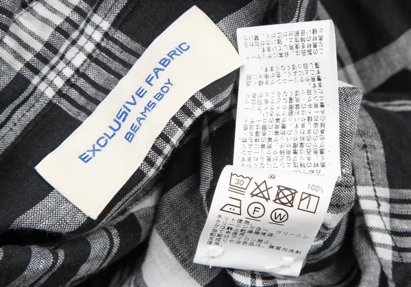 ビームスボーイBEAMS BOY フレンチリネンチェックセットアップ 黒白M位 K-122203_010