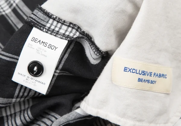 ビームスボーイBEAMS BOY フレンチリネンチェックセットアップ 黒白M位 K-122203_019