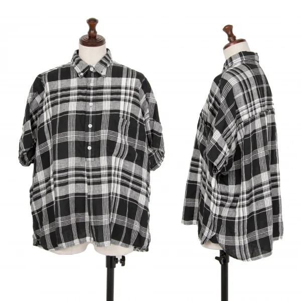 ビームスボーイBEAMS BOY フレンチリネンチェックセットアップ 黒白M位 K-122203_002