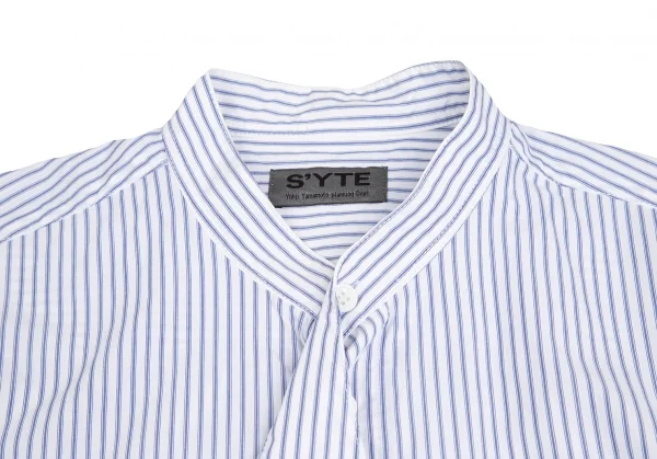 サイトs'yte ストライプマオカラーロングシャツ 白青3 K-122206_003