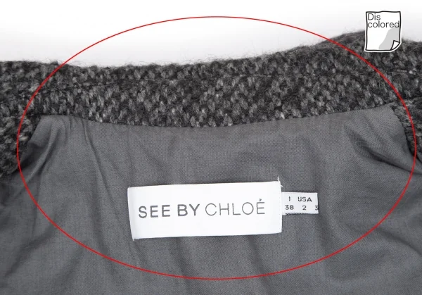 シーバイクロエSEE BY CHLOE ミックスウールラウンドカラーコート グレー38 K-122209_013
