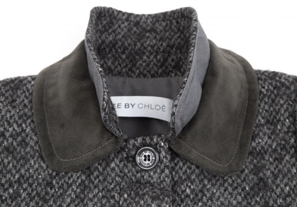 シーバイクロエSEE BY CHLOE ミックスウールラウンドカラーコート グレー38 K-122209_004
