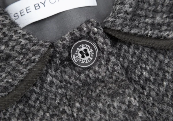 シーバイクロエSEE BY CHLOE ミックスウールラウンドカラーコート グレー38 K-122209_005