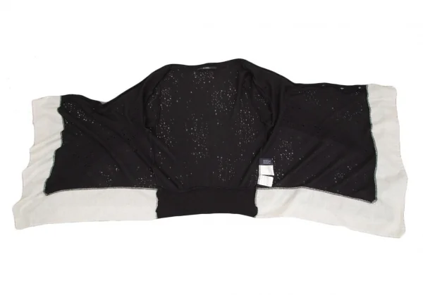 リミフゥLIMI feu ドレープ針抜きデザインニットカーディガン 黒白S K-122211_010