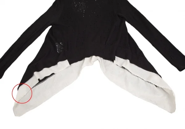 リミフゥLIMI feu ドレープ針抜きデザインニットカーディガン 黒白S K-122211_011