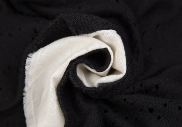 リミフゥLIMI feu ドレープ針抜きデザインニットカーディガン 黒白S K-122211_014