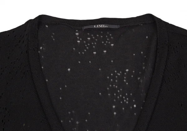 リミフゥLIMI feu ドレープ針抜きデザインニットカーディガン 黒白S K-122211_003