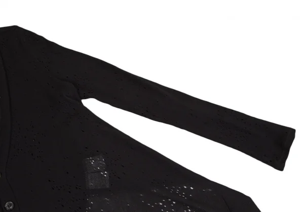 リミフゥLIMI feu ドレープ針抜きデザインニットカーディガン 黒白S K-122211_004