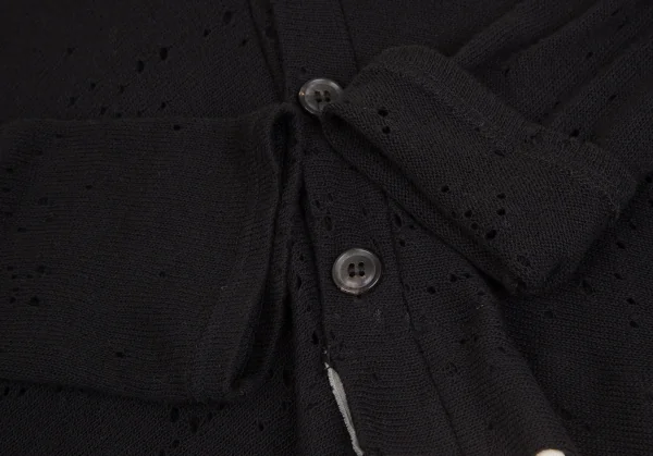 リミフゥLIMI feu ドレープ針抜きデザインニットカーディガン 黒白S K-122211_005