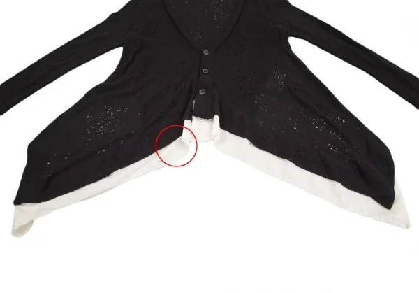 リミフゥLIMI feu ドレープ針抜きデザインニットカーディガン 黒白S K-122211_006