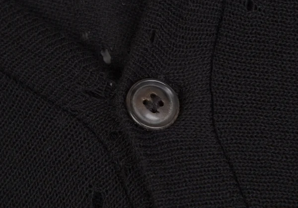 リミフゥLIMI feu ドレープ針抜きデザインニットカーディガン 黒白S K-122211_008