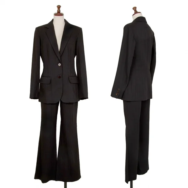 ジャンポールゴルチエ ファムJean Paul GAULTIER FEMME シャドーストライプセットアップスーツ 黒40 K-122237_001