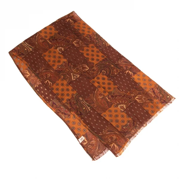 トプカピTOPKAPI ペイズリーパッチワークプリントストール 茶 K-122328_002
