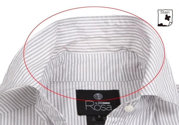 ローザ バイ ナラカミーチェ Rosa by NARACAMICIE リボンタイ付きストライプシャツ 白グレー0 K-122334_004