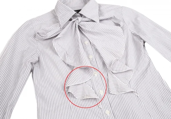 ローザ バイ ナラカミーチェ Rosa by NARACAMICIE リボンタイ付きストライプシャツ 白グレー0 K-122334_005