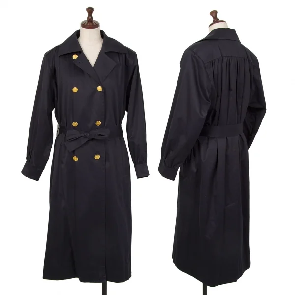 イヴサンローランYves Saint Laurent チェックライナー付き金ボタンコート 紺9A3 K-122336_001
