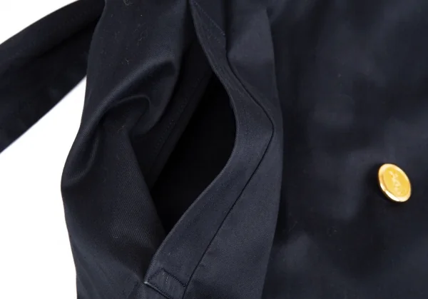 イヴサンローランYves Saint Laurent チェックライナー付き金ボタンコート 紺9A3 K-122336_010