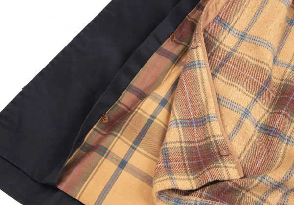 イヴサンローランYves Saint Laurent チェックライナー付き金ボタンコート 紺9A3 K-122336_013
