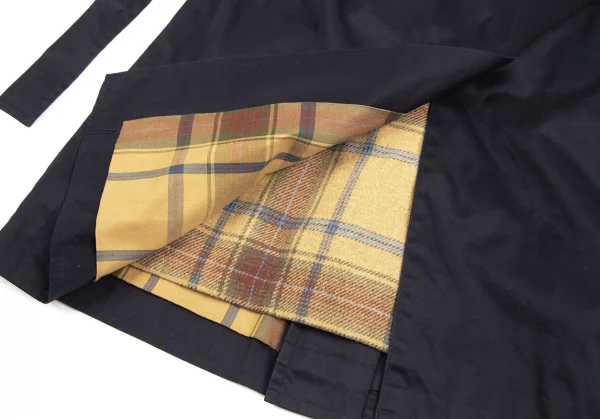 イヴサンローランYves Saint Laurent チェックライナー付き金ボタンコート 紺9A3 K-122336_017