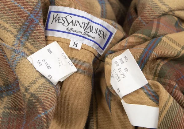 イヴサンローランYves Saint Laurent チェックライナー付き金ボタンコート 紺9A3 K-122336_019