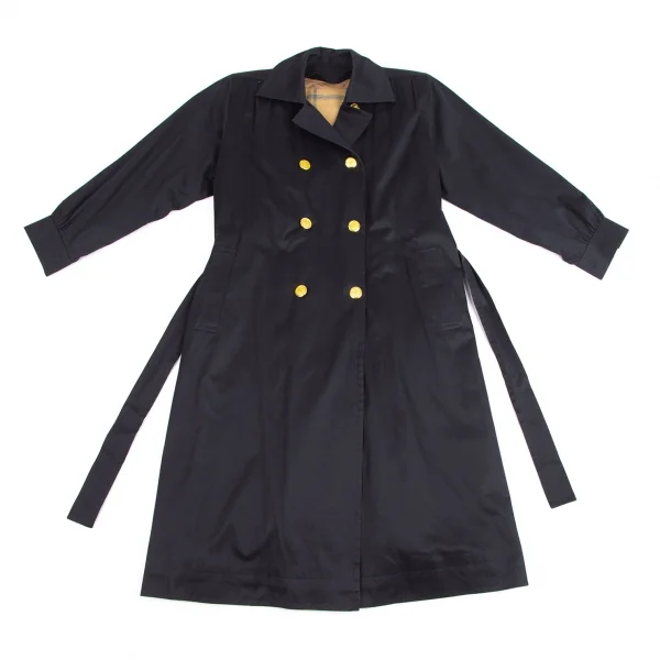 イヴサンローランYves Saint Laurent チェックライナー付き金ボタンコート 紺9A3 K-122336_002