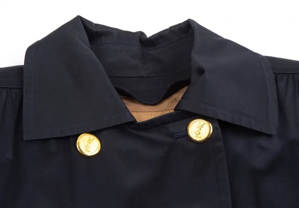 イヴサンローランYves Saint Laurent チェックライナー付き金ボタンコート 紺9A3 K-122336_005