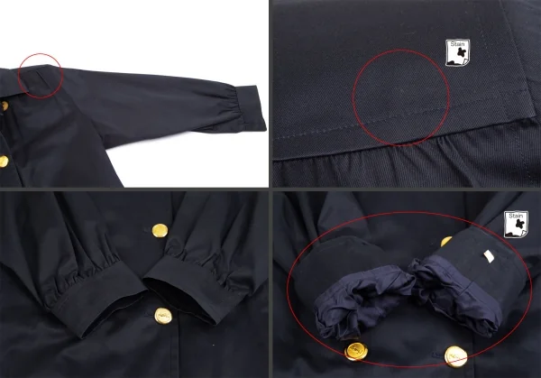 イヴサンローランYves Saint Laurent チェックライナー付き金ボタンコート 紺9A3 K-122336_006