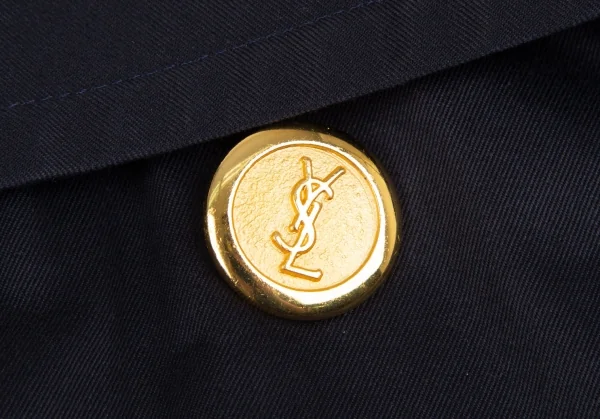 イヴサンローランYves Saint Laurent チェックライナー付き金ボタンコート 紺9A3 K-122336_007